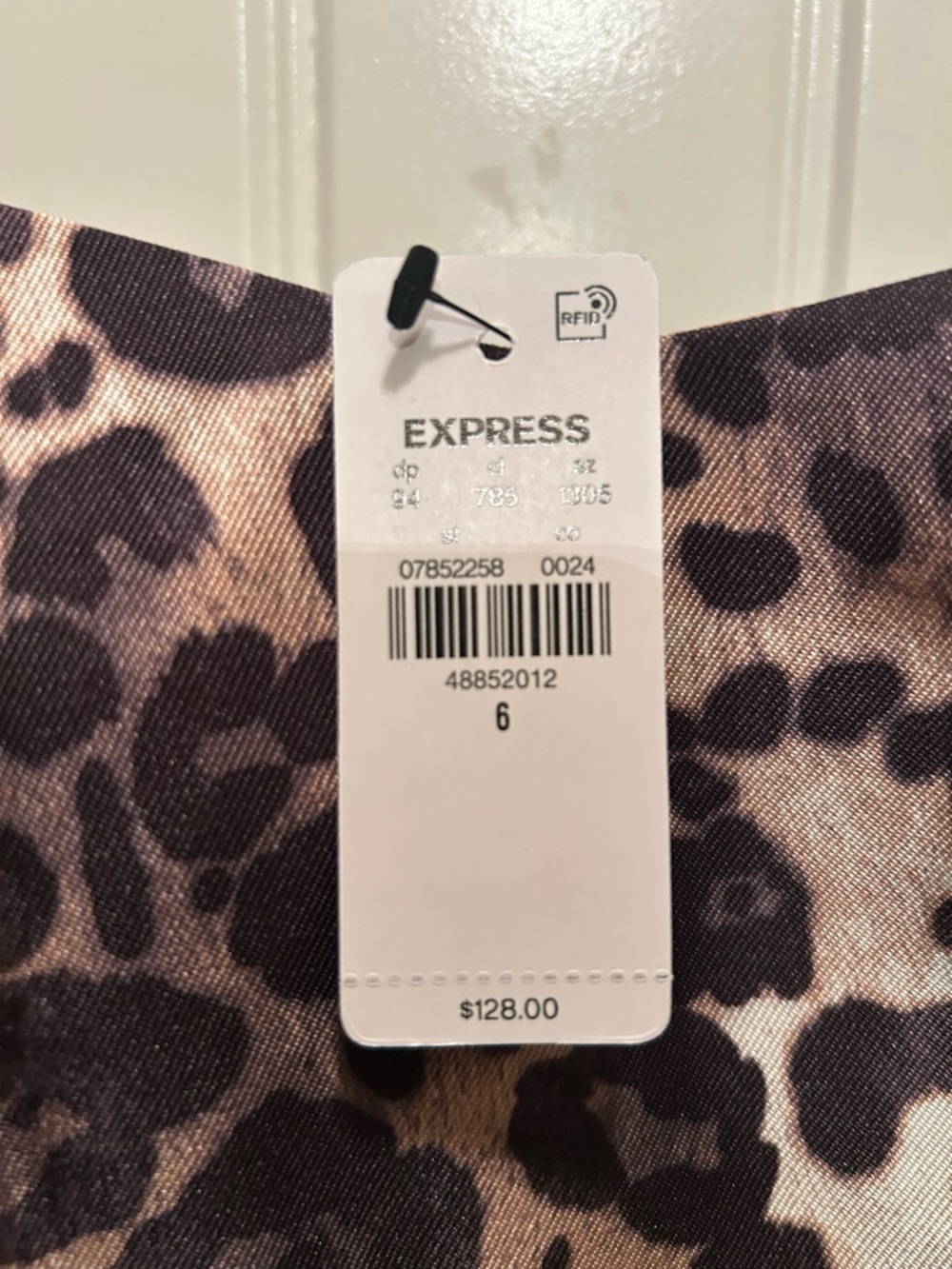 Express Leopard Print Satin Midi Dress in Brown and Black - Picture 3 of 4